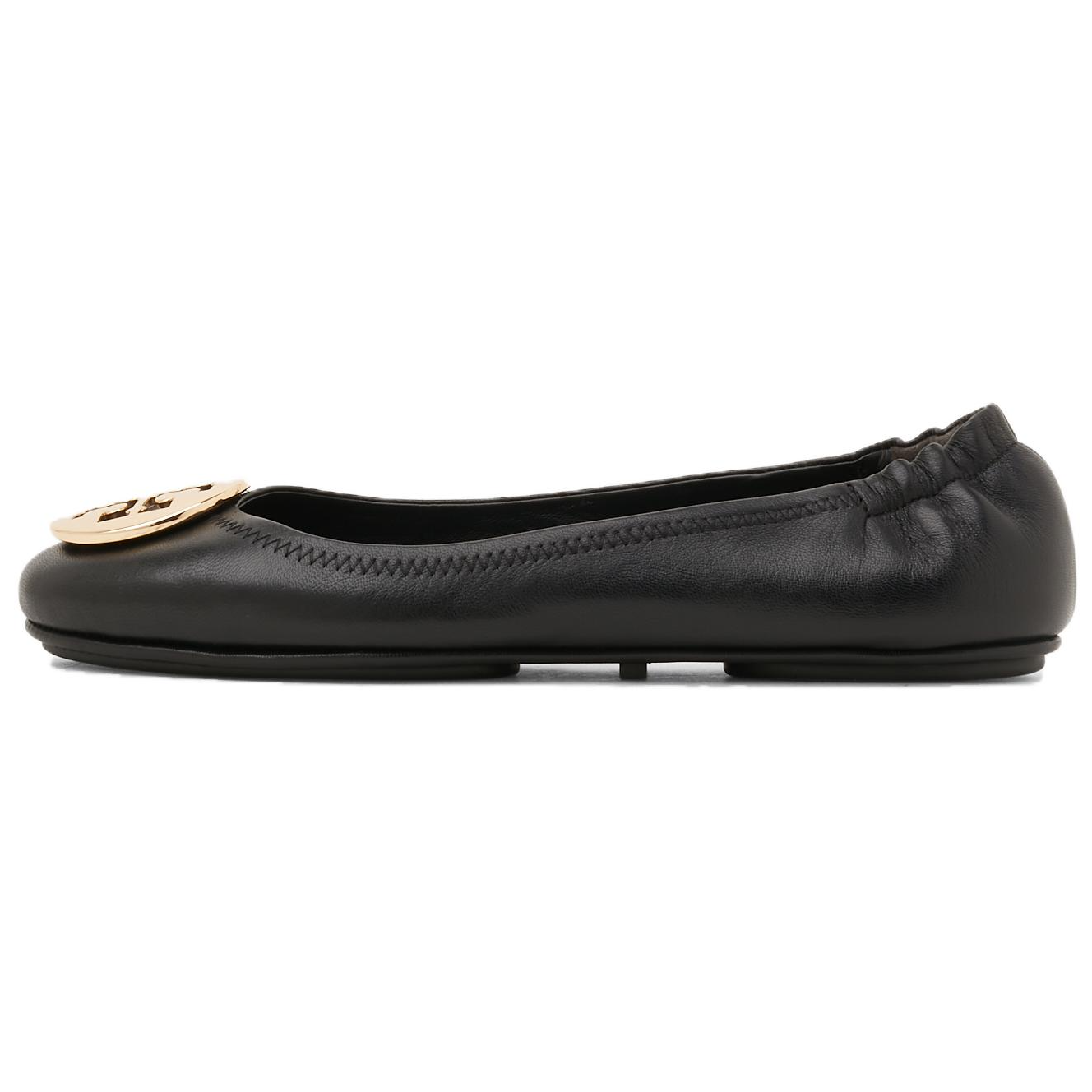 TORY BURCH Minnie Travel Ballet Flats Perfect Black Gold Women's