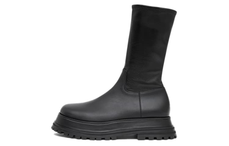 Burberry Leather Boots Black Women's