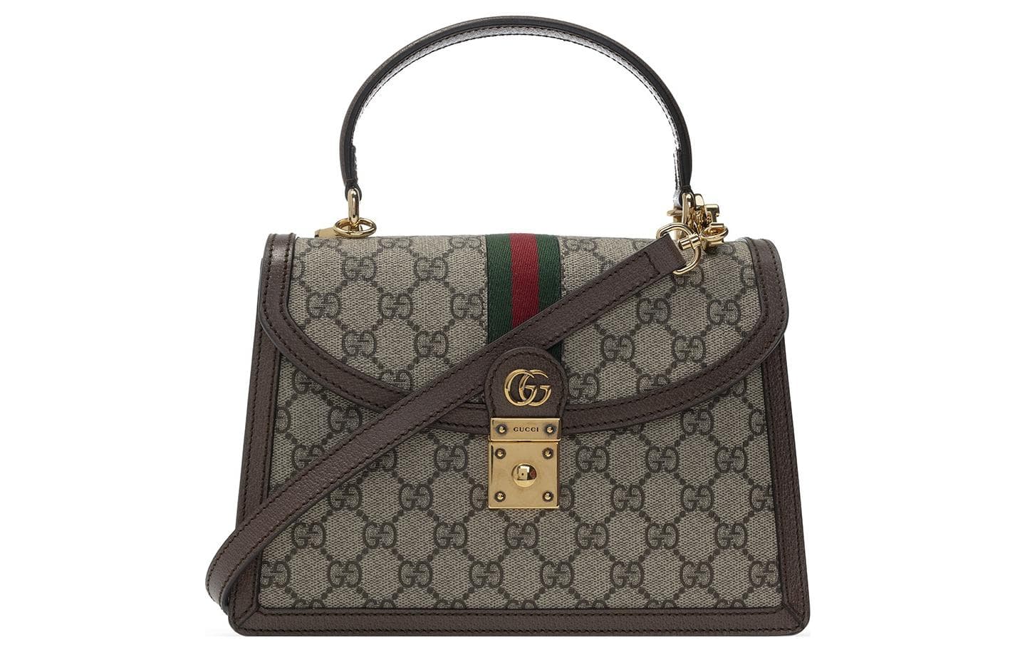 GUCCI Ophidia Canvas With Leather Shoulder Bag Crossbody Bag Handbag Small Size Women's Ebony/Brown