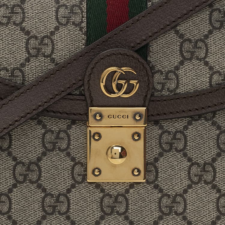 GUCCI Ophidia Холщовая кожаная сумка через плечо Сумка через плечо Малый размер Женская черно-коричневая