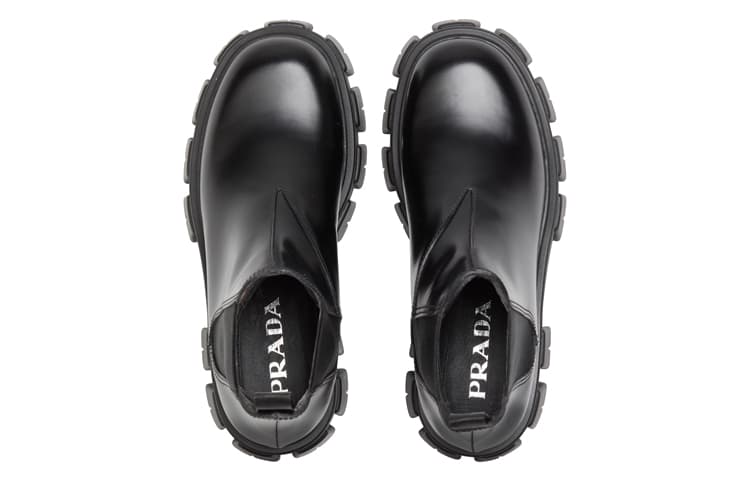 Ботинки челси из матовой кожи PRADA Monolith, цвет "Черный"