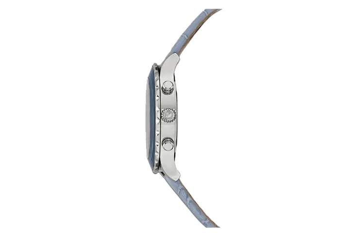 Наручные часы Swarovski Octea Lux Chrono с кварцевым механизмом, ремешок из натуральной кожи, женские часы с синим циферблатом