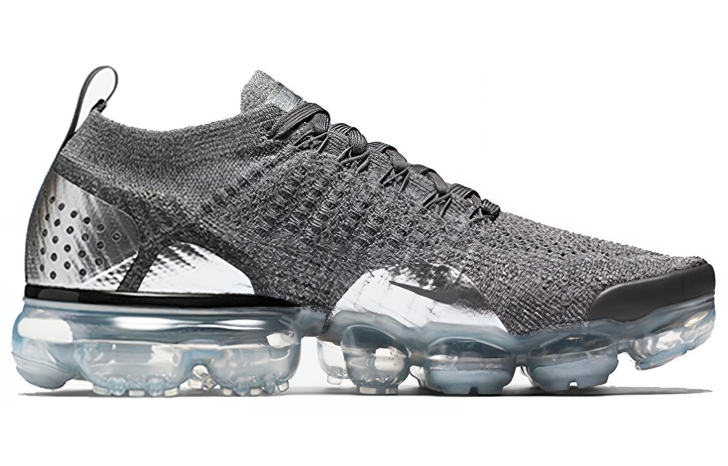 Женские кроссовки Nike Air VaporMax Flyknit 2 темно-серые хромированные