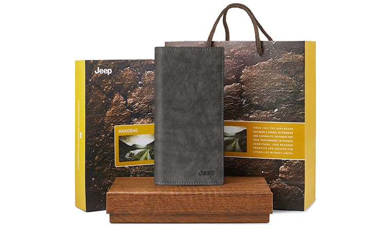 Мужской кошелек из коровьей кожи Jeep, серый