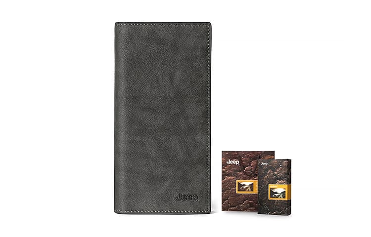 Jeep Cow Leather Wallet Men's Gray