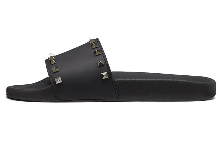 Valentino Rockstud Slides Black Rubber