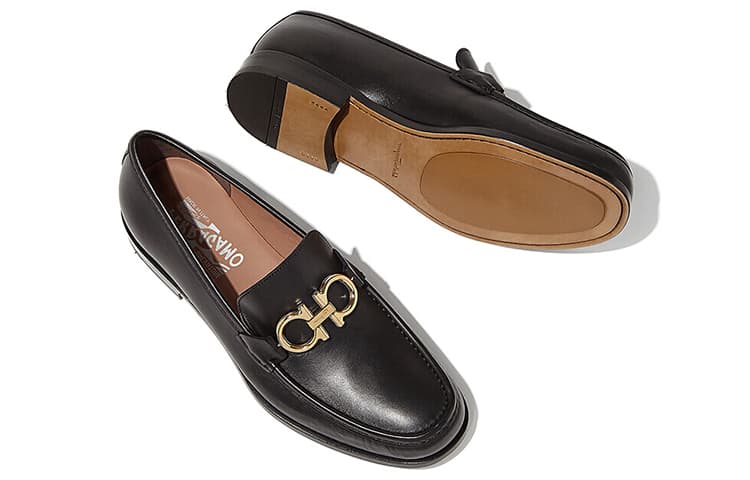 Черные мужские мокасины Ferragamo Gancini