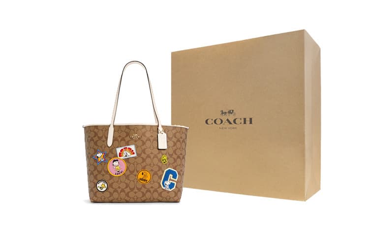COACH Snoopy, Большая сумка из искусственной кожи Collaboration City, сумка для покупок, сумочка, сумка через плечо, женская, цвета хаки