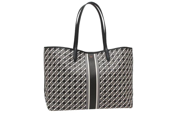 Женская кожаная большая сумка TORY BURCH Perry, сумка для покупок, сумочка, сумка через плечо, черная, многоцветная