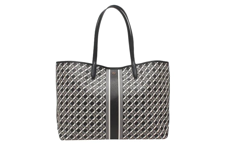 TORY BURCH Perry Leather Tote Bag, Shopping Bag, Handbag, Shoulder Bag Women's Black Multicolor