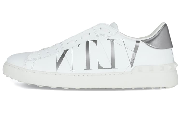 Valentino Open Low top Stylish Skateboarding Shoes Men's White Silver