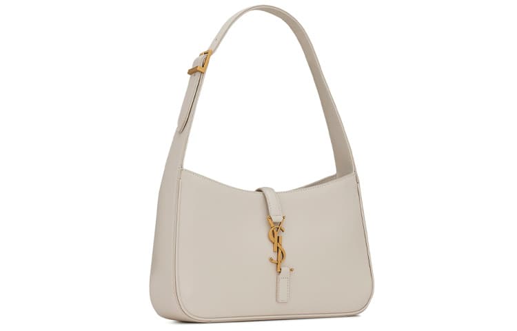 SAINT LAURENT LE5A7 Сумка через плечо из гладкой телячьей кожи, сумка-хобо, сумочка, сумка через плечо, маленькая женская белая