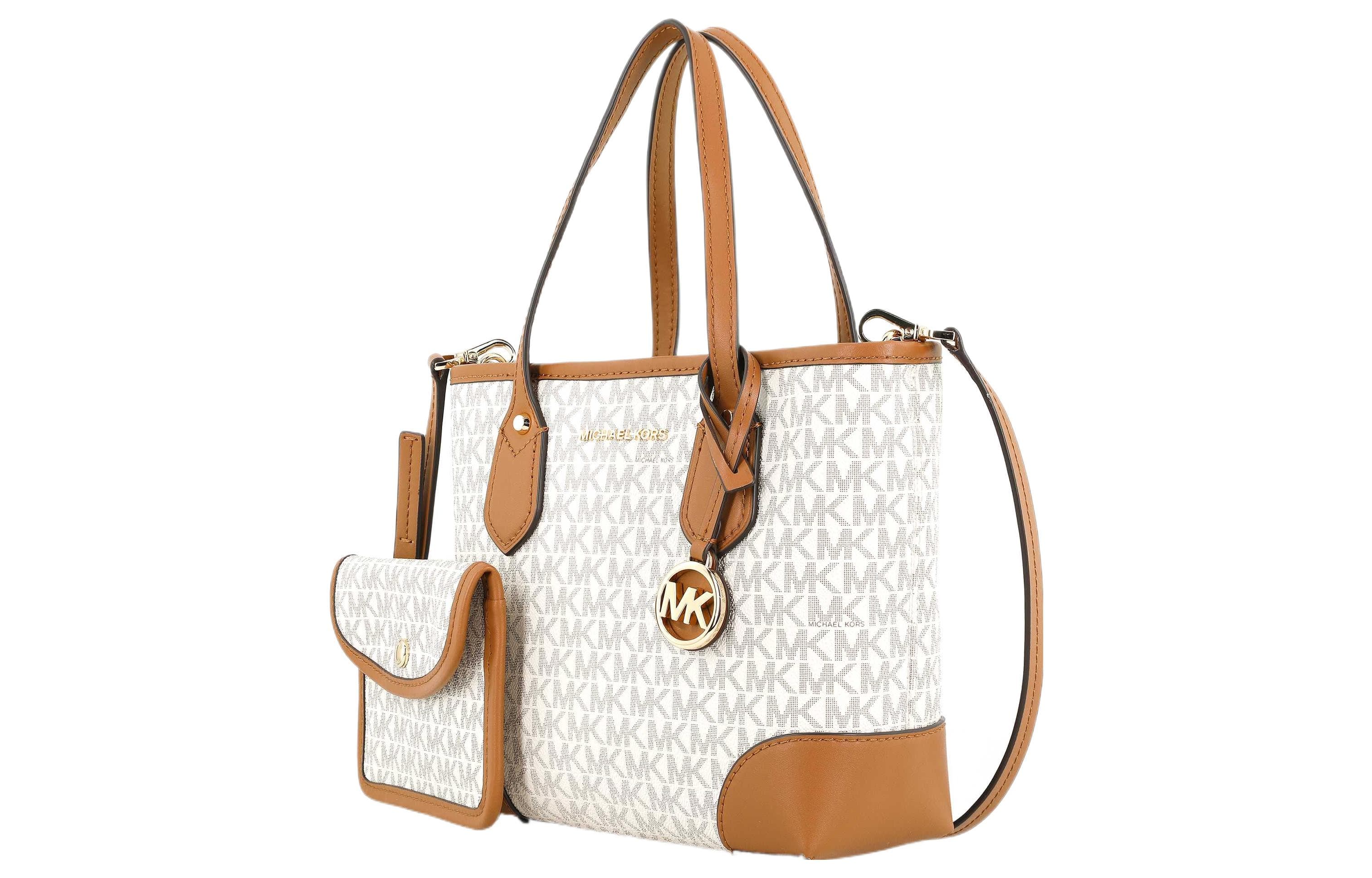 Кожаная сумка MICHAEL KORS Eva, большая сумка, сумка для покупок, мини-женская сумка на одно плечо, бело-коричневая