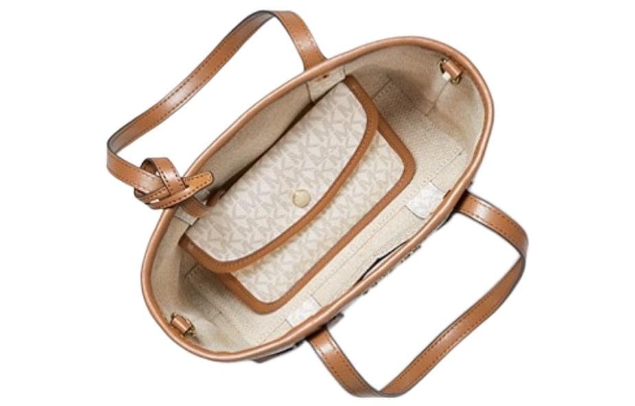 Кожаная сумка MICHAEL KORS Eva, большая сумка, сумка для покупок, мини-женская сумка на одно плечо, бело-коричневая