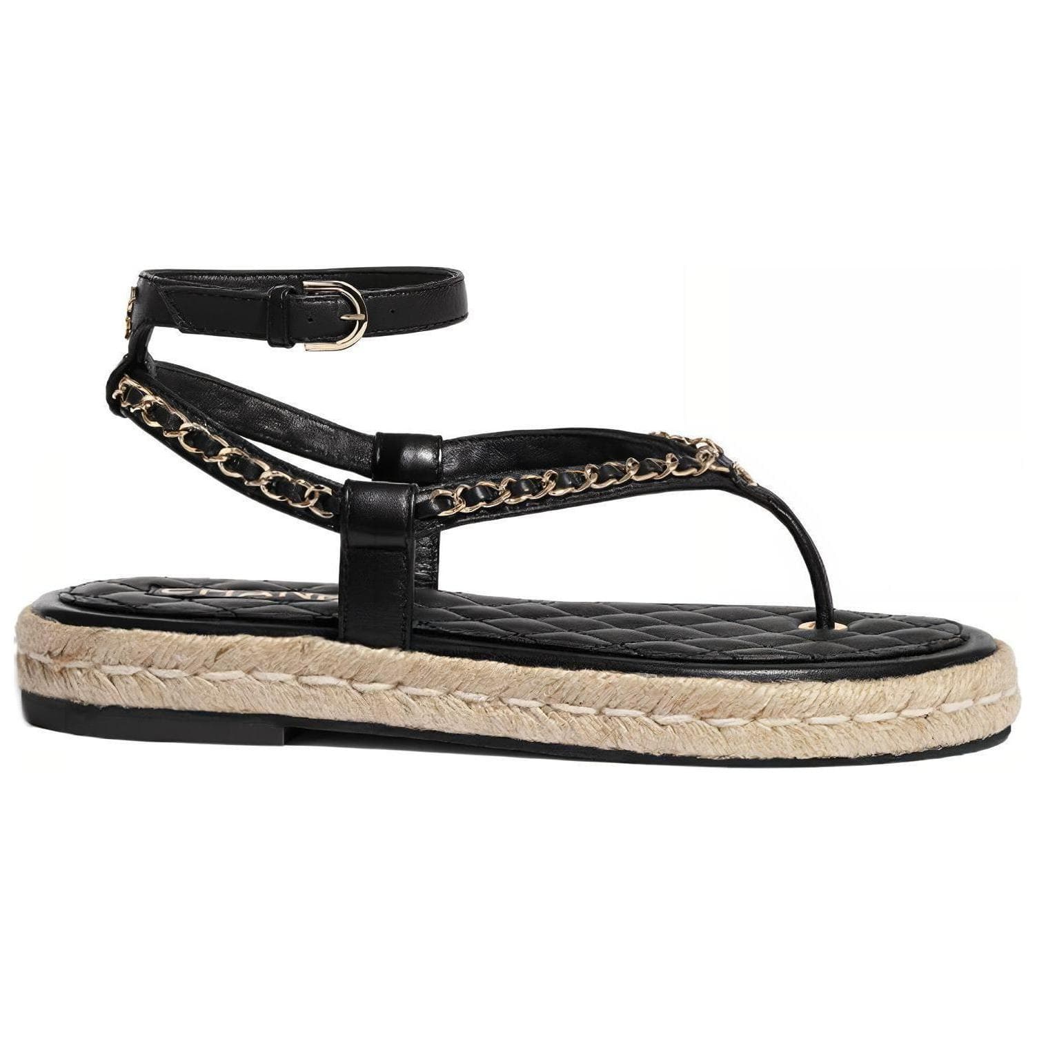 CHANEL Сандалии с ремешком женские черные