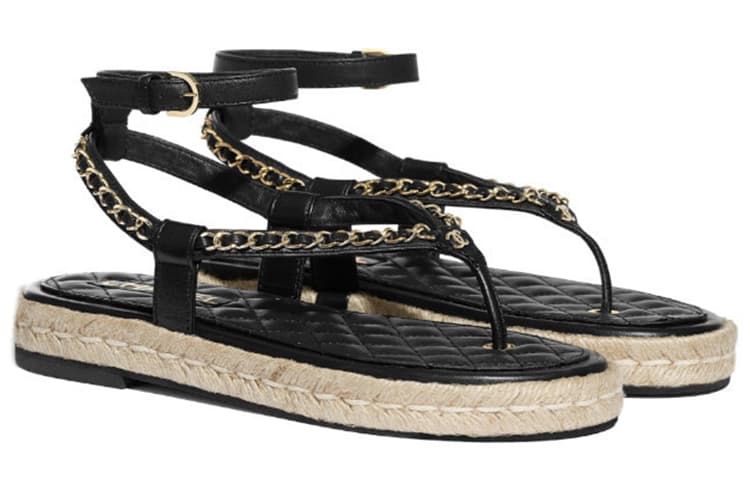 CHANEL Сандалии с ремешком женские черные