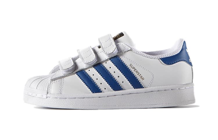 Adidas Originals SUPERSTAR CF Low Top Kids' Skateboarding Shoes White Blue Children Aged 3 7 Years Old
