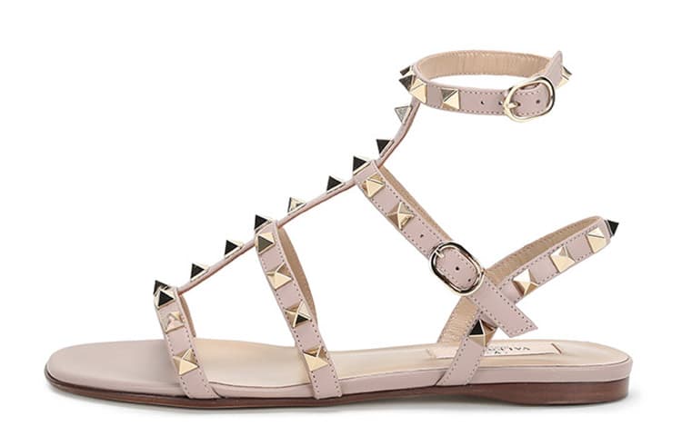 Valentino Garavani Rockstud Ankle-strap Flat Sandals