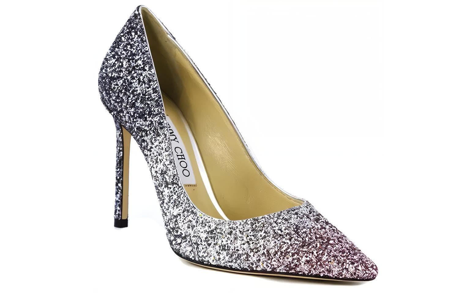 Jimmy Choo ROMY Женские туфли на высоком тонком каблуке 10 см, фиолетовые, серебристые с градиентом