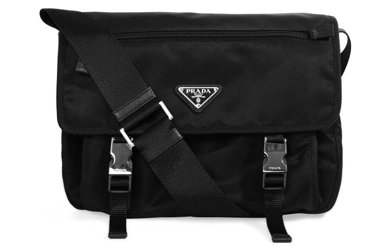 PRADA Nylon Fabric Messenger Bag, Shoulder Bag, Crossbody Bag Medium Unisex Black