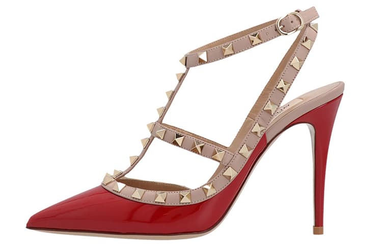 Valentino Rockstud Slim Heel High Heels Women's Red