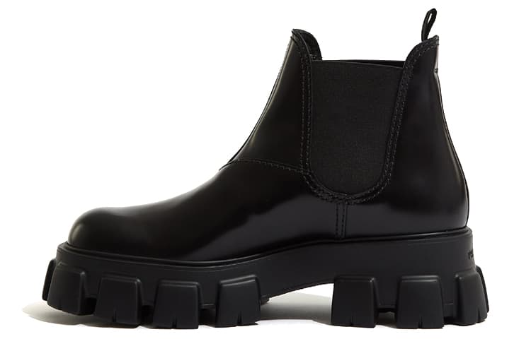 PRADA Moonlith Brushed Leather Chelsea Boots