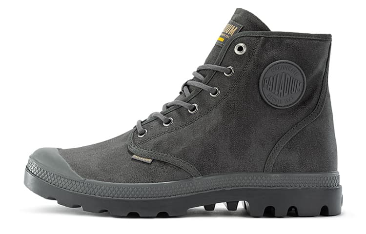Palladium Pampa Anti-Slip Wear-Resistant Breathable Water-Resistant Cushioning High-Top Canvas Shoes Unisex Alloy Gray