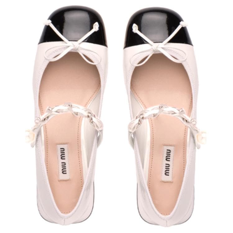 MIU MIU Наплак Женские туфли на высоком каблуке на блочном каблуке 3,5 см, белые, черные