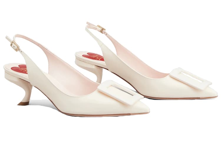 Roger Vivier Женские туфли на тонком каблуке на высоком каблуке 5,5 см, кремового цвета