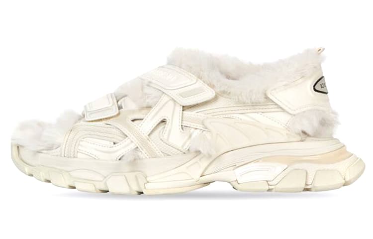 Balenciaga Track Sandal Fake Fur Beige Women's