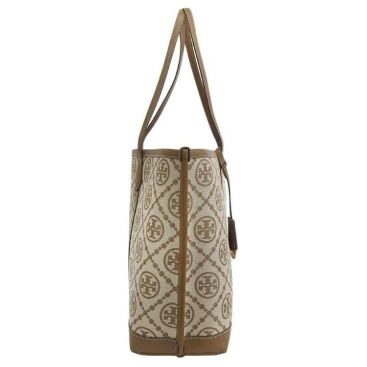 TORY BURCH PerryT Кожаная большая сумка с монограммой, сумка для покупок, сумка через плечо, обычная женская сумка коричневого цвета