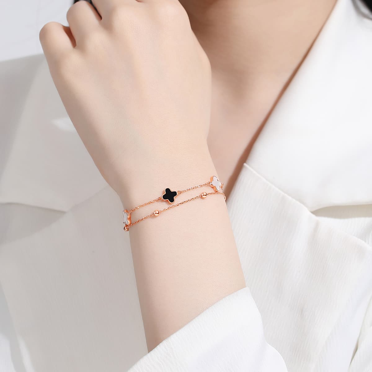 Love Link S925 Серебряные браслеты женские розовое золото