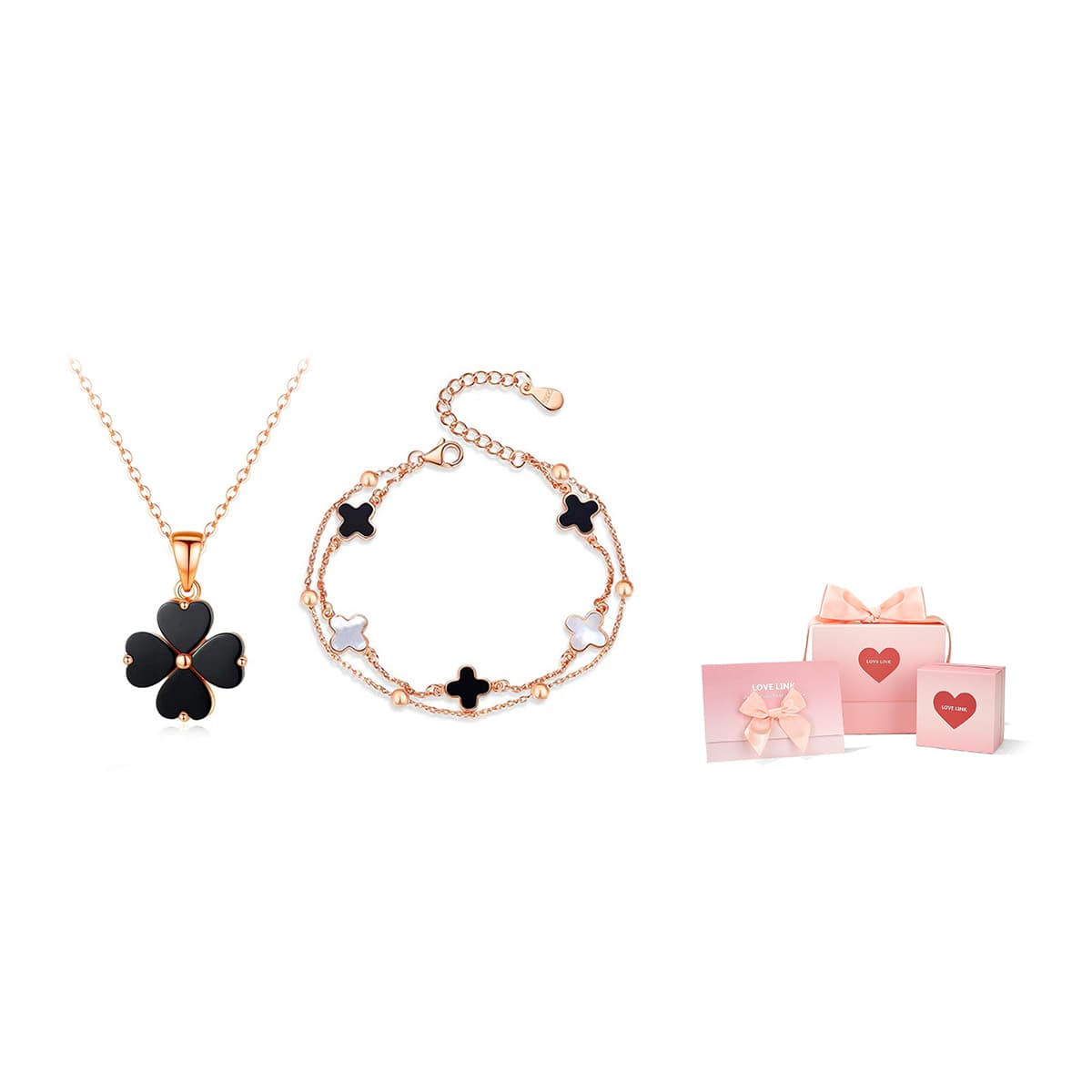 Love Link S925 Серебряные браслеты женские розовое золото