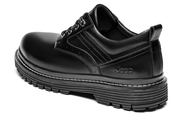 Jeep Повседневная кожаная обувь Мужские низкие кеды Черные