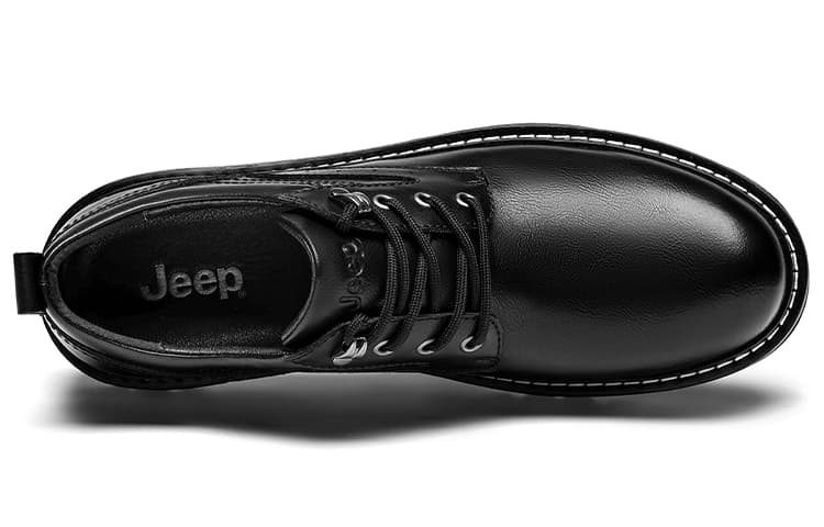 Jeep Повседневная кожаная обувь Мужские низкие кеды Черные