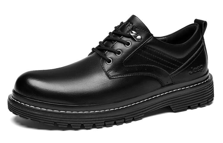 Jeep Повседневная кожаная обувь Мужские низкие кеды Черные