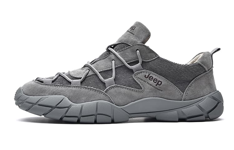 Jeep Hiking And Mountaineering Abrasion Resistant, Breathable, Lightweight Low top Outdoor Shoes Men's Gray