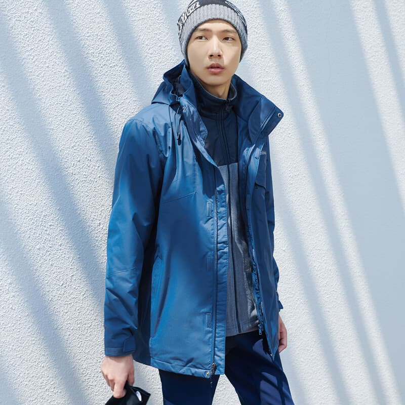 Columbia City Outdoor Collection Водонепроницаемая, ветрозащитная, устойчивая к истиранию, термо-ветровка, мужская синяя куртка