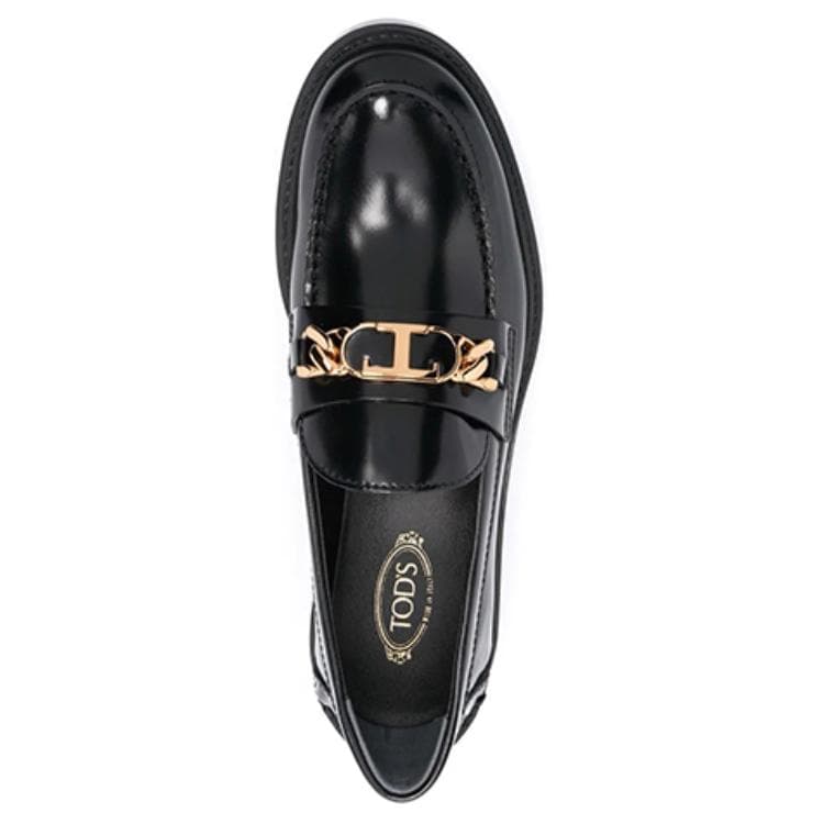 Женские кожаные лоферы TOD'S с металлическим логотипом