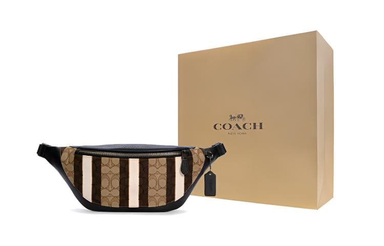 Холщовая сумка через плечо из воловьей кожи COACH Warren, слинг-сумка, поясная сумка, большая мужская мужская сумка цвета хаки и коричневого цвета, многоцветная