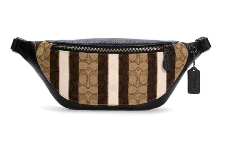 COACH Warren Canvas Cowhide Crossbody Bag, Sling Bag, Fanny Pack Large Men's Khaki & Brown Multicolor