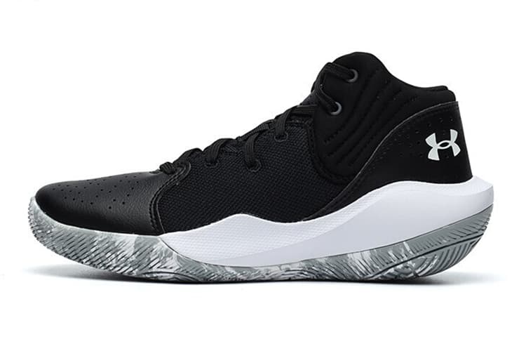 Under Armour Jet '21 Anti Slip Wear Resistant Mid Top Children's Basketball Shoes Black Teenagers