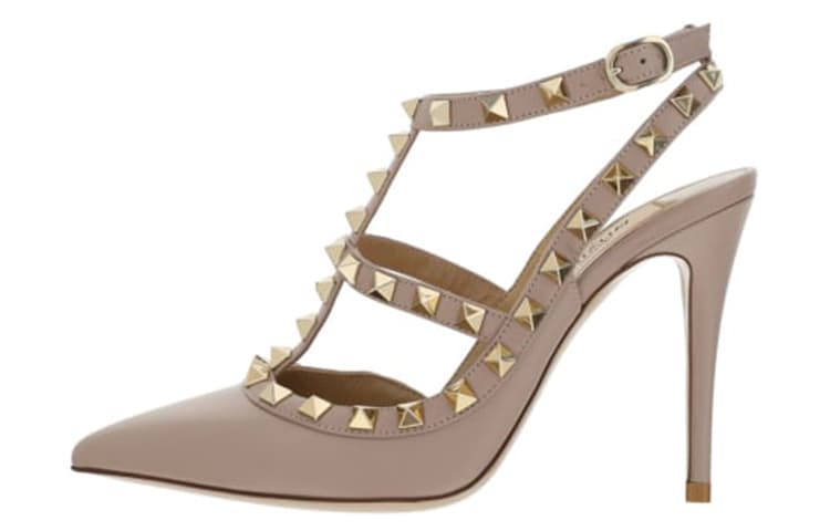 Valentino Rockstud Slim Heel High Heels Women's Nude