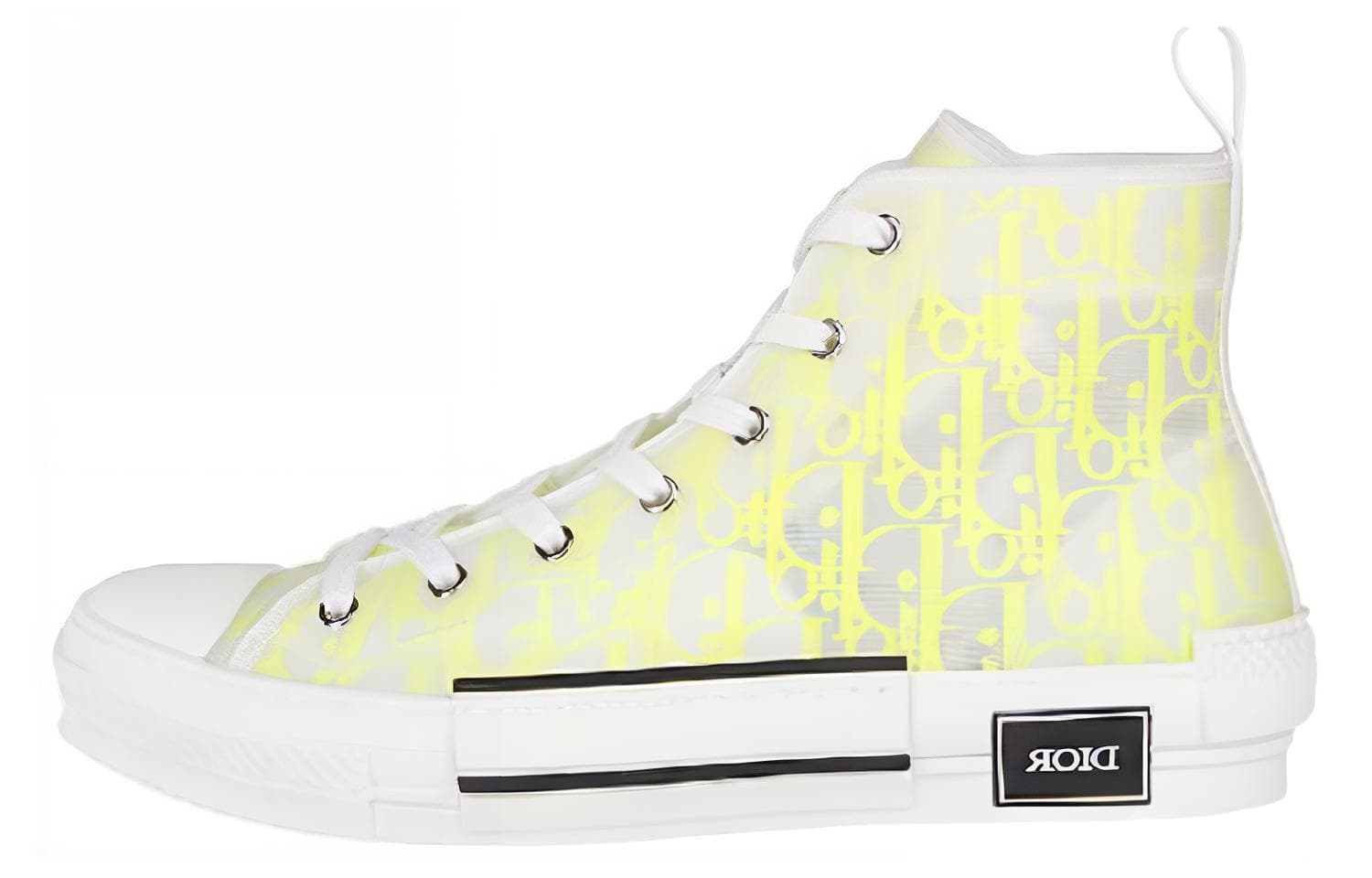 DIOR B23 High Top White Yellow Oblique