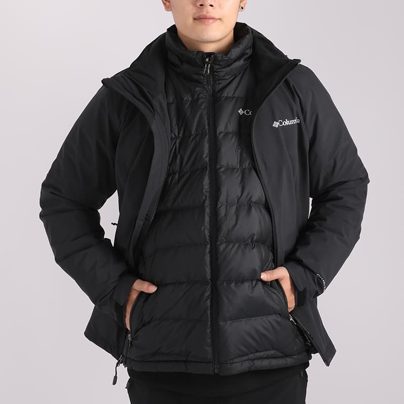 Водонепроницаемая и ветрозащитная ветрозащитная куртка Columbia для походов на открытом воздухе, мужская черная ветровка