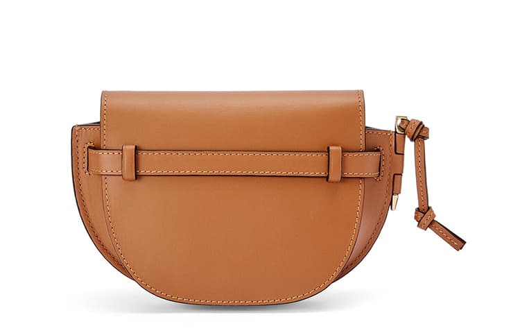 Двойная сумка LOEWE Mini Gate из мягкой телячьей кожи и жаккардового коричневого цвета