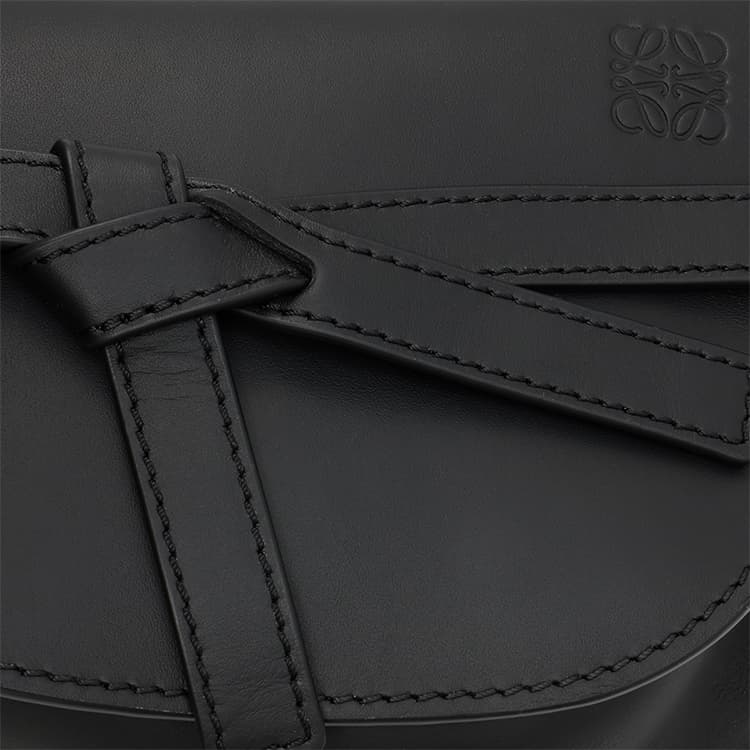 Двойная сумка LOEWE Mini Gate из мягкой телячьей кожи и черного жаккарда