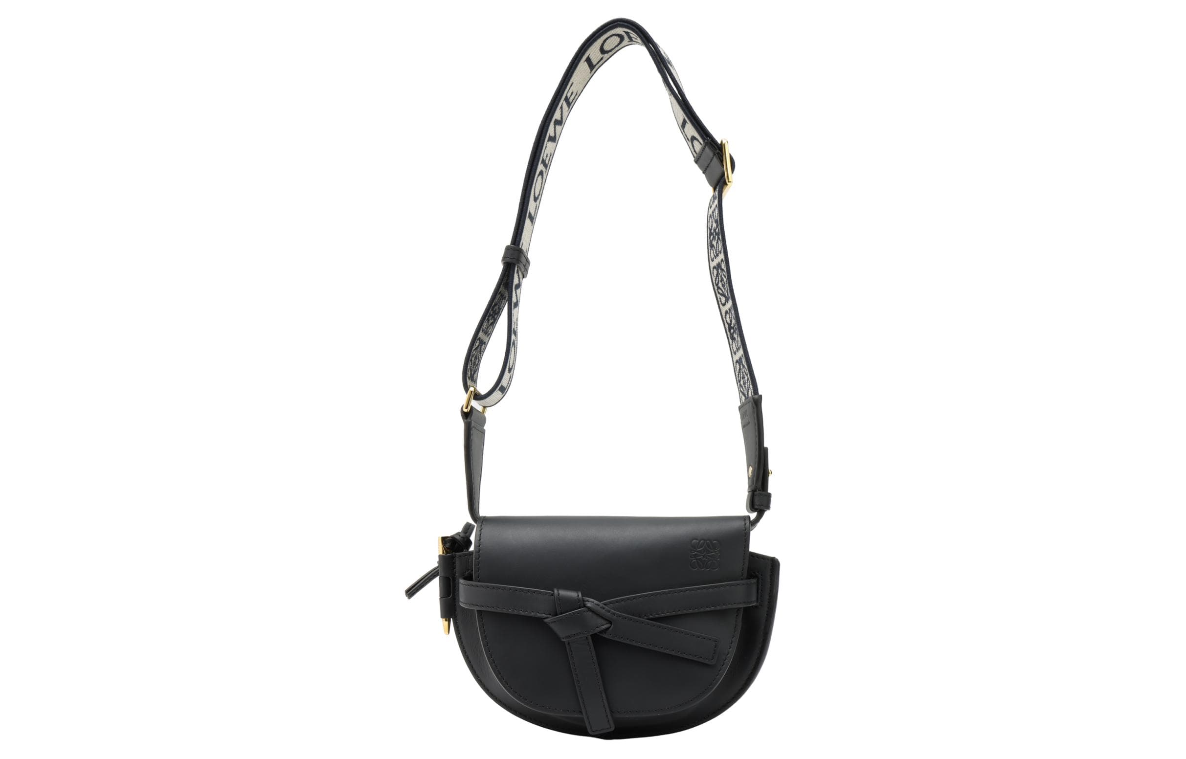 LOEWE Mini Gate Dual Bag In Soft Calfskin And Jacquard Black