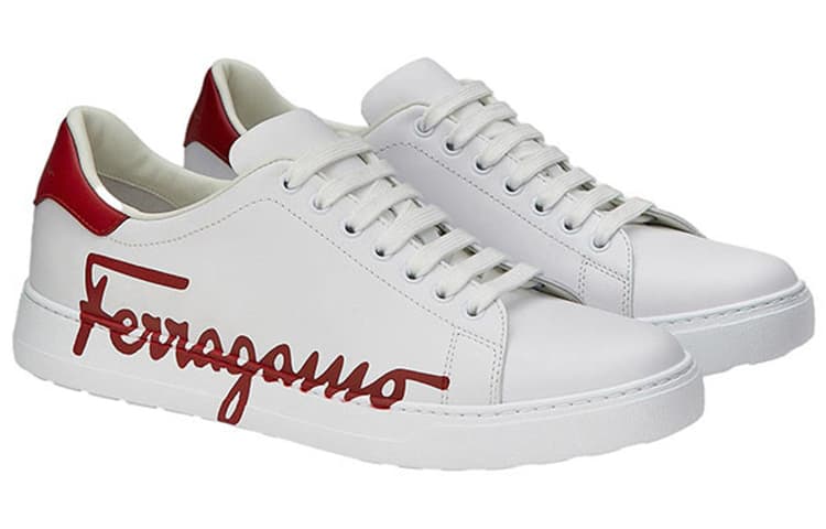 FERRAGAMO Низкие стильные туфли для скейтбординга мужские белые красные