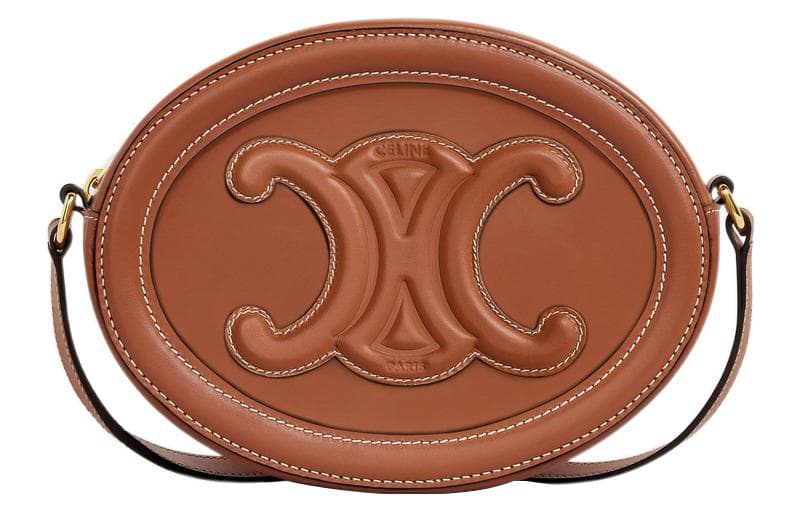 CELINE Cuir Triomphe Smooth Cow Leather Oval Wallet, Shoulder Bag, Crossbody Bag Women's Tawny